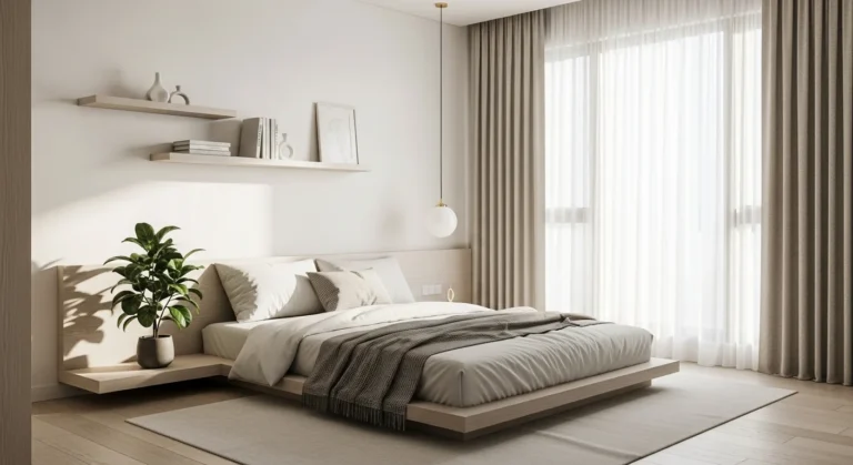 Collage of six modern bedroom styles from minimalist to boho