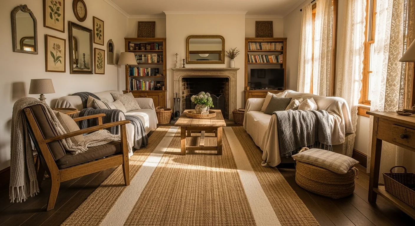 7 Cozy Country-Style Living Room Rug Ideas - homly design