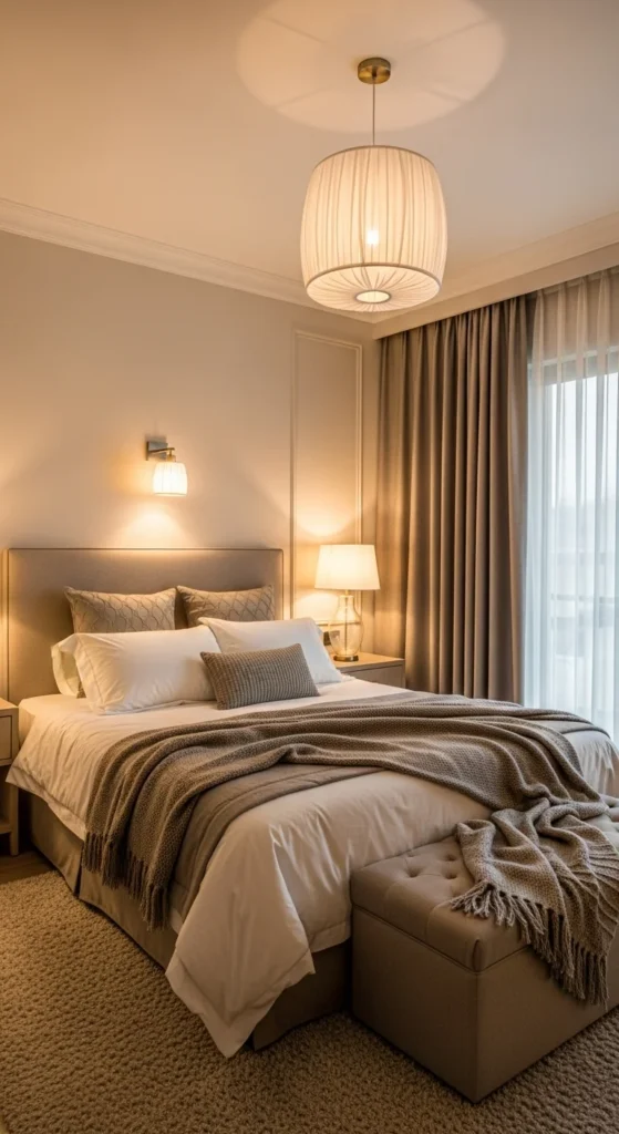 6 Classic Bedroom Design Ideas For Couples Couple’s bedroom with layered lighting creating a romantic ambiance