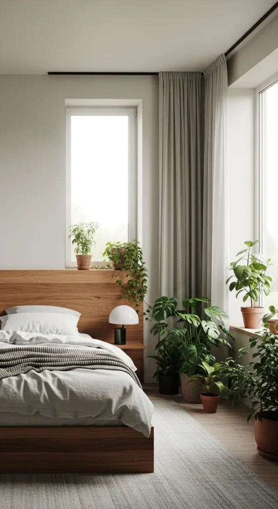 6 Simple Bedroom design Ideas for a Cozy Sanctuary Cozy bedroom with natural wood and green plants