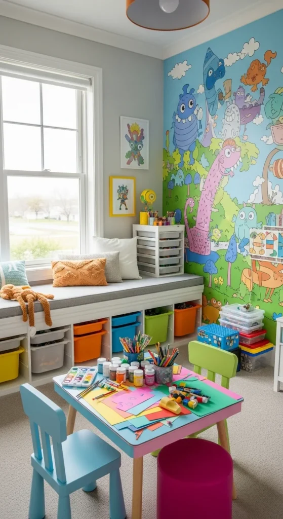 5 Practical Boys Bedroom Ideas to Inspire You Creative boys' bedroom with art table, Lego drawers, and wall art