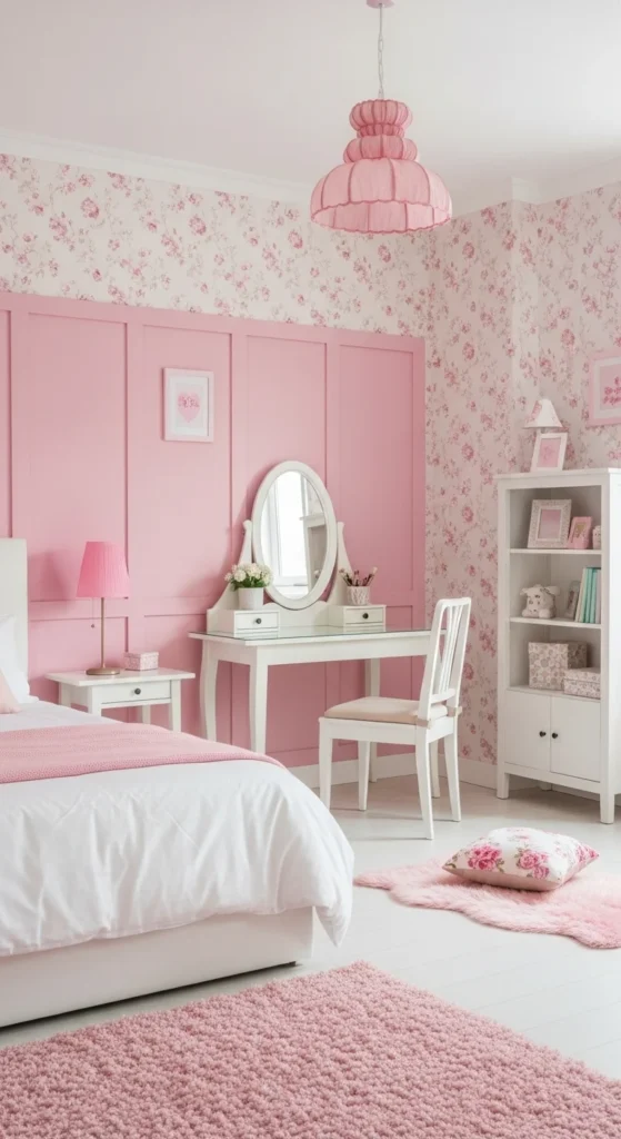 7 Pink Bedroom Ideas That Go Beyond Stereotypes Creative pink wall treatments in a stylish bedroom