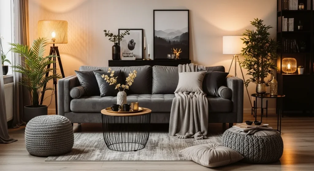 Home - Home decor Dark Grey Couch Living Room Ideas
