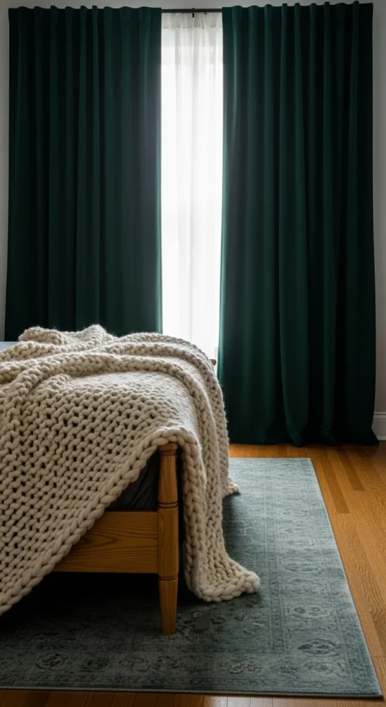 7 Dark Bedroom Ideas for a Cozy & Serene Retreat Dark bedroom with rich textures like velvet and wood