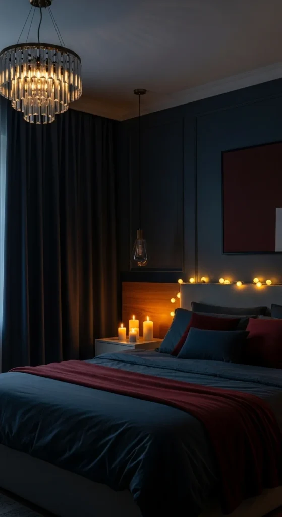 6 Romantic Dark Bedroom Ideas Dark bedroom with romantic ambient lighting and candles