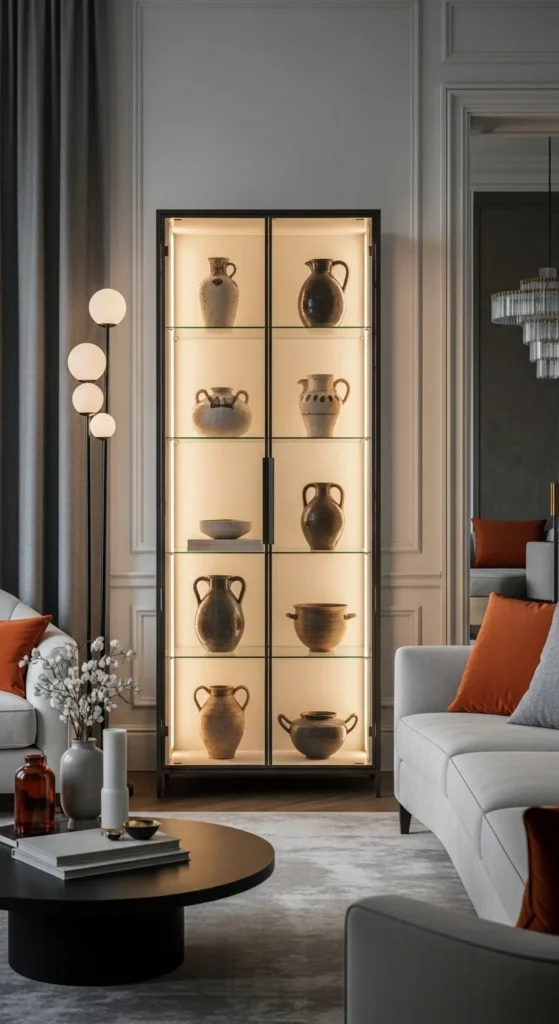 8 Best Living Room Shelving Ideas Display cabinet with decorative items in a classic living room