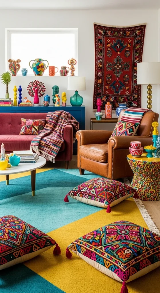 9 Classic Living Room Styles to Inspire Your Home Design Eclectic living room with colorful patterns and mixed decor