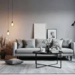 Elegant grey living room blending multiple design styles