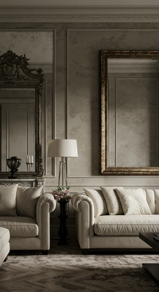 6 Classy Living Room Tricks for a Sophisticated Look Elegant living room with a large decorative mirror