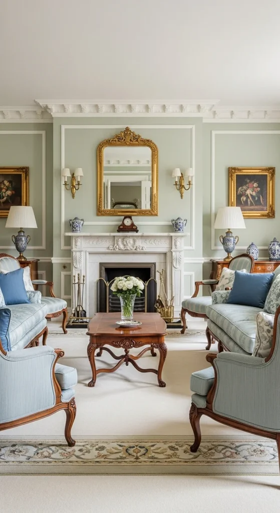 9 Classic Living Room Styles to Inspire Your Home Design Georgian living room with symmetrical design and elegant mahogany furniture