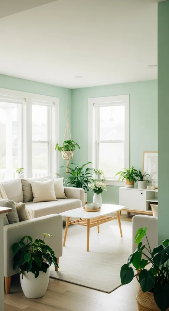 7 Best Green Living Room Ideas to Brighten Your Home Living room with green eco-friendly wall paint