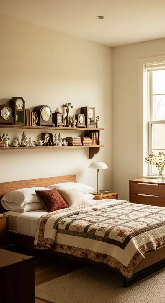 8 Cottagecore Bedroom Ideas for a Cozy Retreat Heirloom quilt and personal touches in a warm bedroom