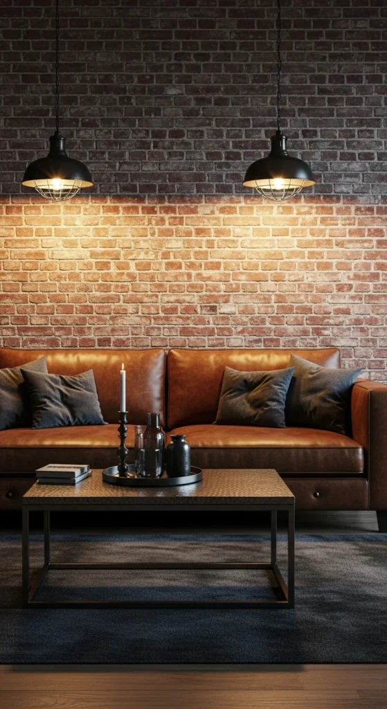 10 Cozy and Stylish Brown Couch Living Room Ideas Industrial style living room with brown leather couch