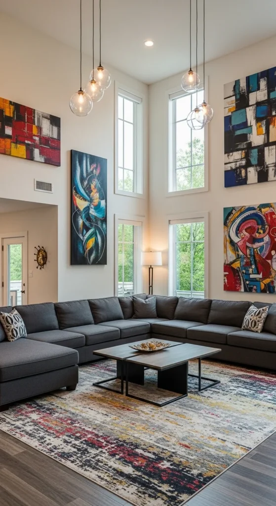 7 L-Shaped Sofa Living Room Designs Large U-shaped sectional sofa in a spacious, stylish living room