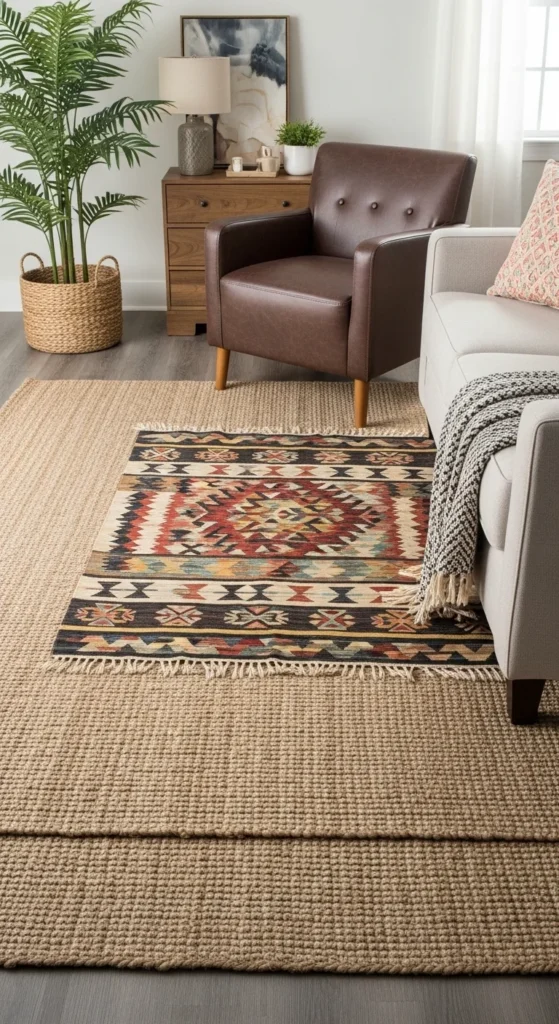7 Gorgeous Modern Boho Living Room Ideas to Inspire You Layered rugs in a modern boho living room for depth and style