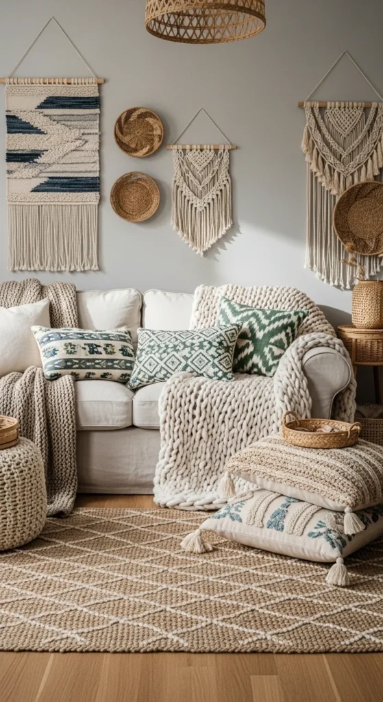 7 Farmhouse Living Room Ideas to Check Out Layered textures in a cozy farmhouse living room