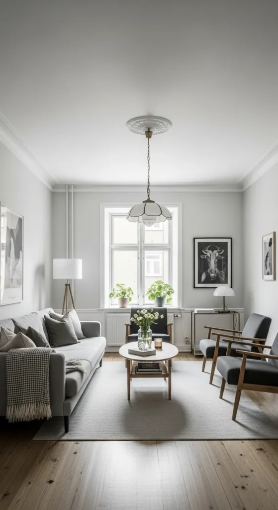 6 Long Narrow Living Room Layouts That Really Work Linear sofa arrangement along one wall in a narrow room