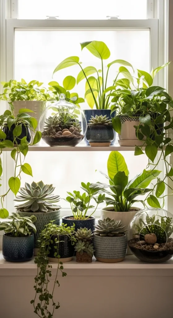 10 Creative Living Room Shelf Decorating Ideas You’ll Love Living room shelf with a variety of decorative houseplants