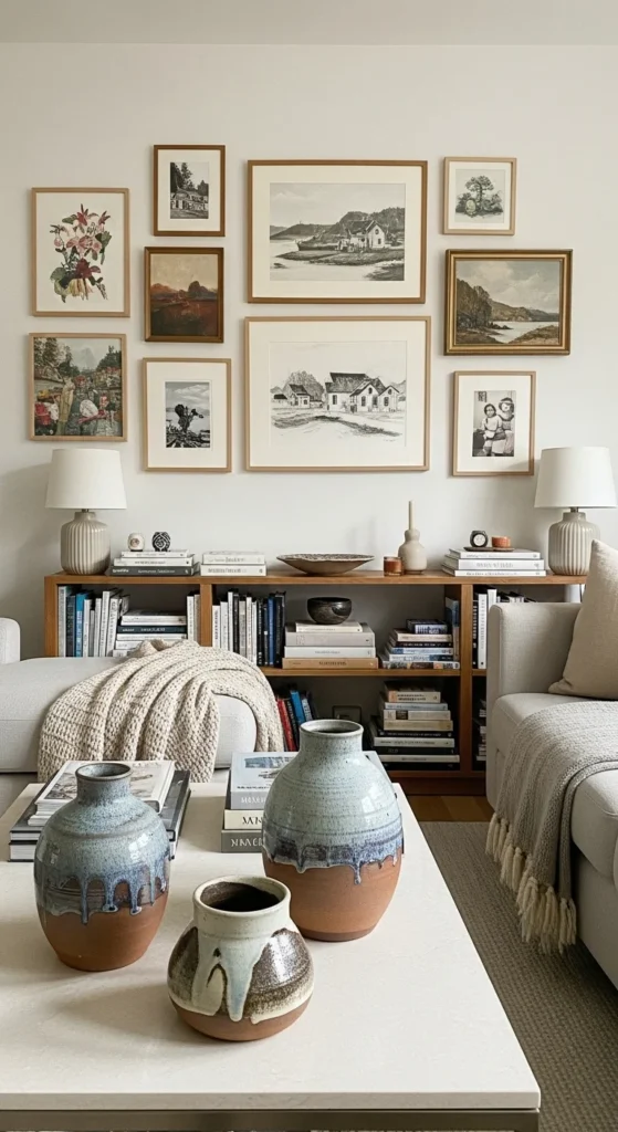 8 Aesthetic Living Room Ideas to Elevate Your Style Living room with gallery wall and personal accessories