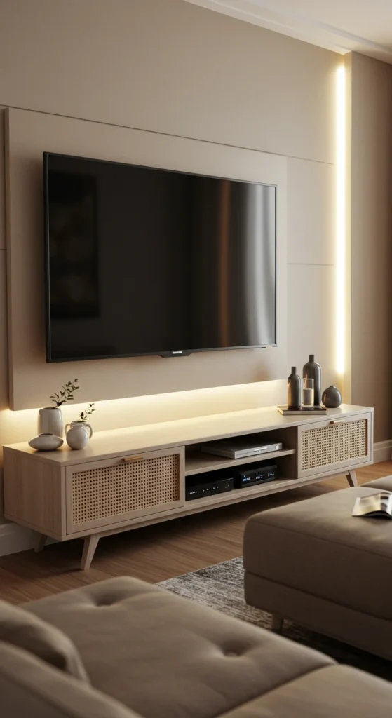 6 Classy Living Room Tricks for a Sophisticated Look Living room with hidden TV wires and clean setup
