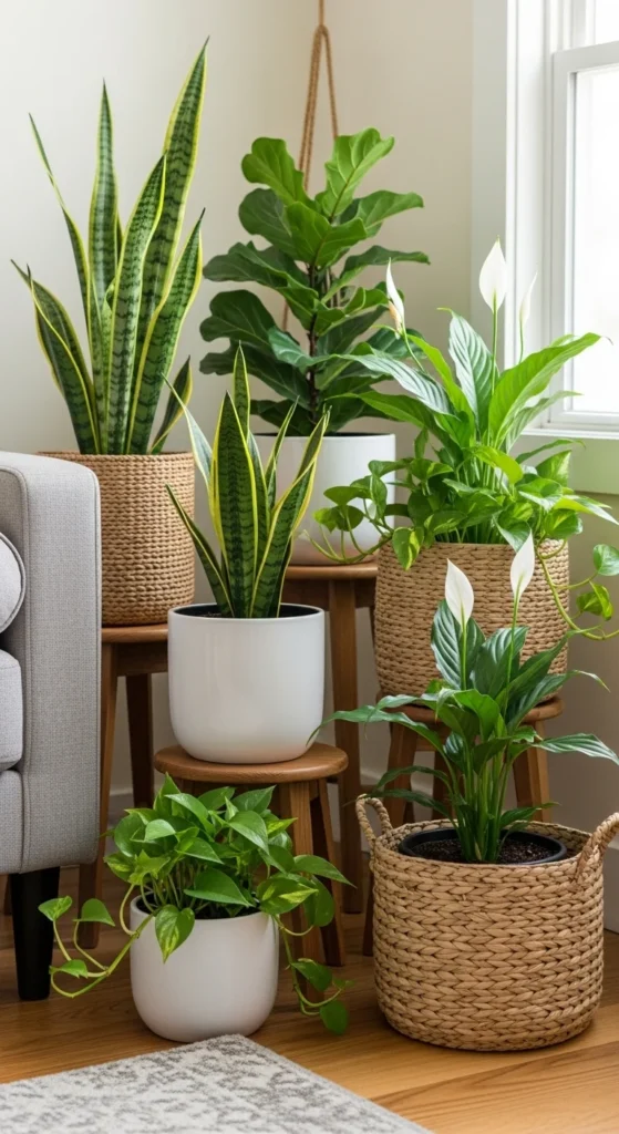 7 Best Green Living Room Ideas to Brighten Your Home Living room with indoor plants enhancing air and décor