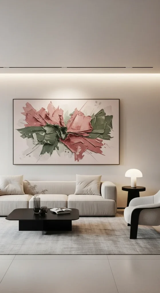 6 Contemporary Living Room Ideas To Modernize Your Home Living room with large abstract artwork above sofa