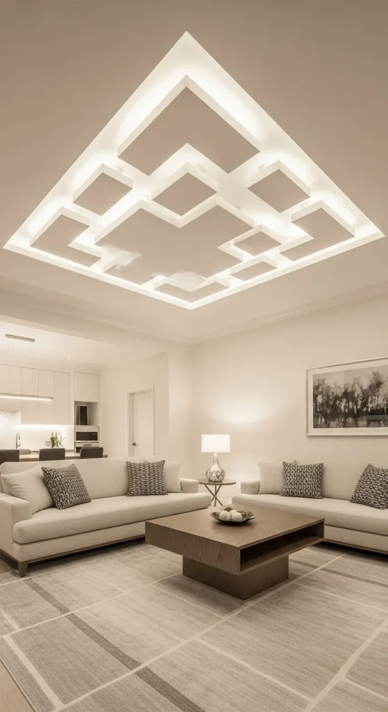 7 Popular Living Room False Ceiling Designs Living room with layered gypsum board false ceiling