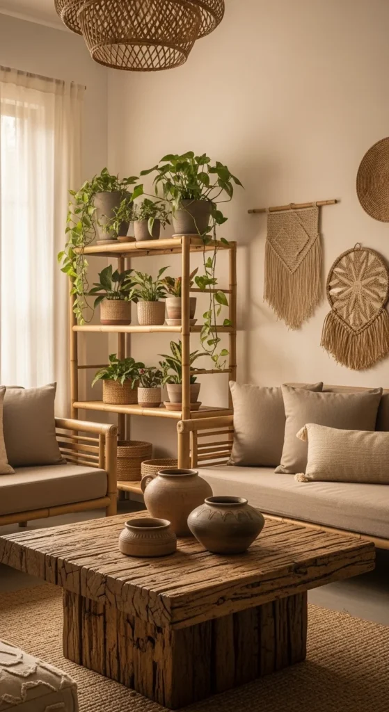 8 Inspiring Earthy Living Room Ideas for a Calm Haven Living room with sustainable and handmade earthy decor
