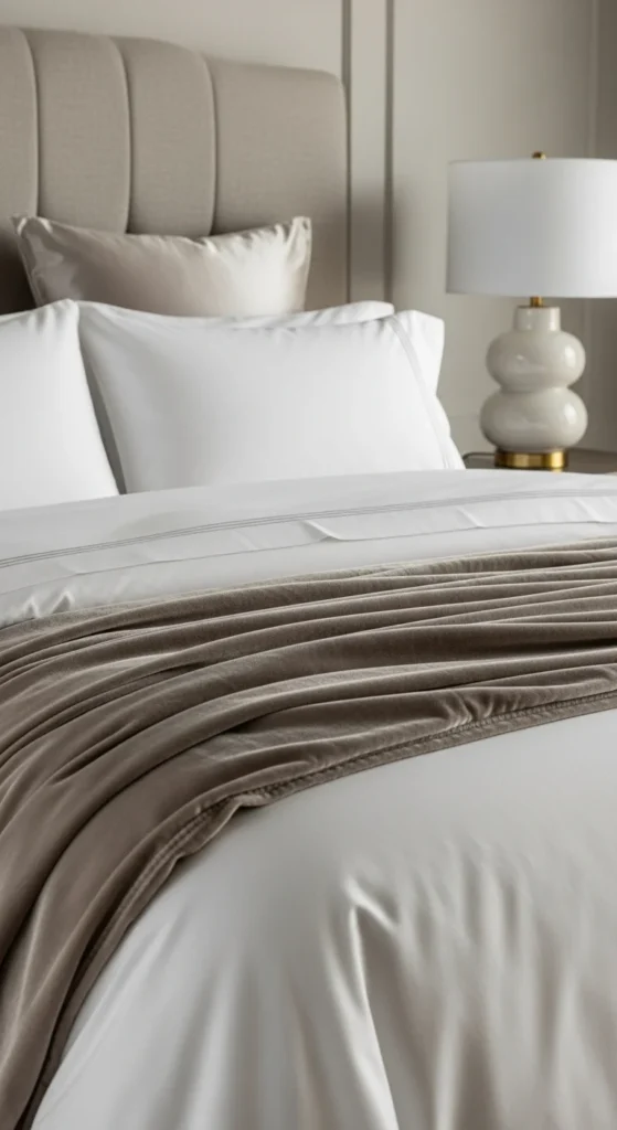 7 Classy Bedroom Ideas for Effortless Elegance Luxury layered bedding with soft textures and neutral tones
