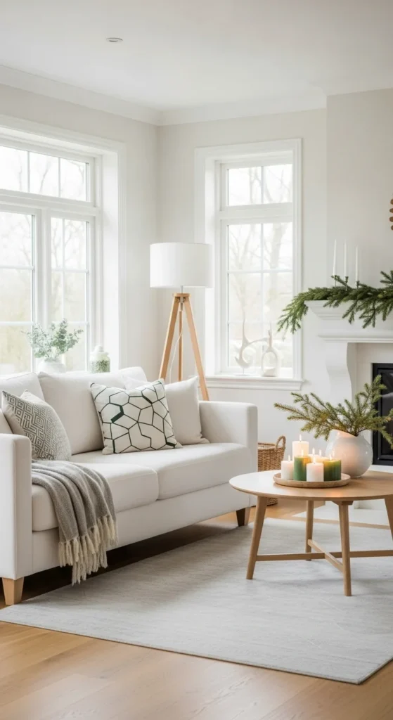 6 Chic Scandinavian Living Rooms for Holiday Comfort Minimalist Scandinavian living room with clean lines