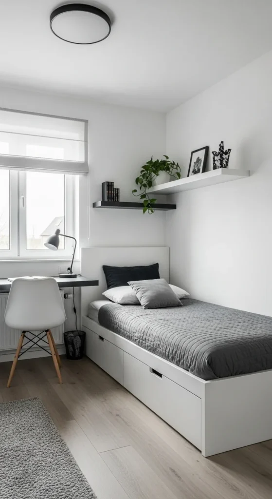 7 Awesome Teen Boy Bedroom Ideas Minimalist teen boy bedroom with gray tones and clean lines
