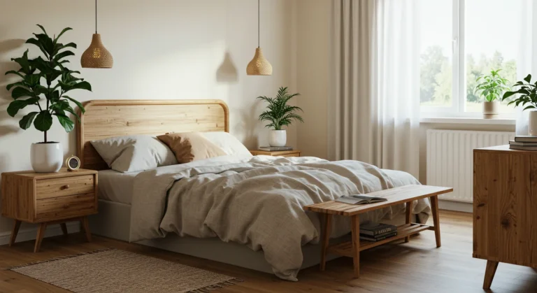 Modern bedroom combining top 2025 design trends in one cozy space