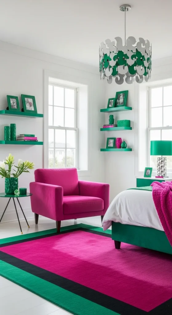 7 Pink Bedroom Ideas That Go Beyond Stereotypes Modern bedroom with bold fuchsia pops and sleek decor