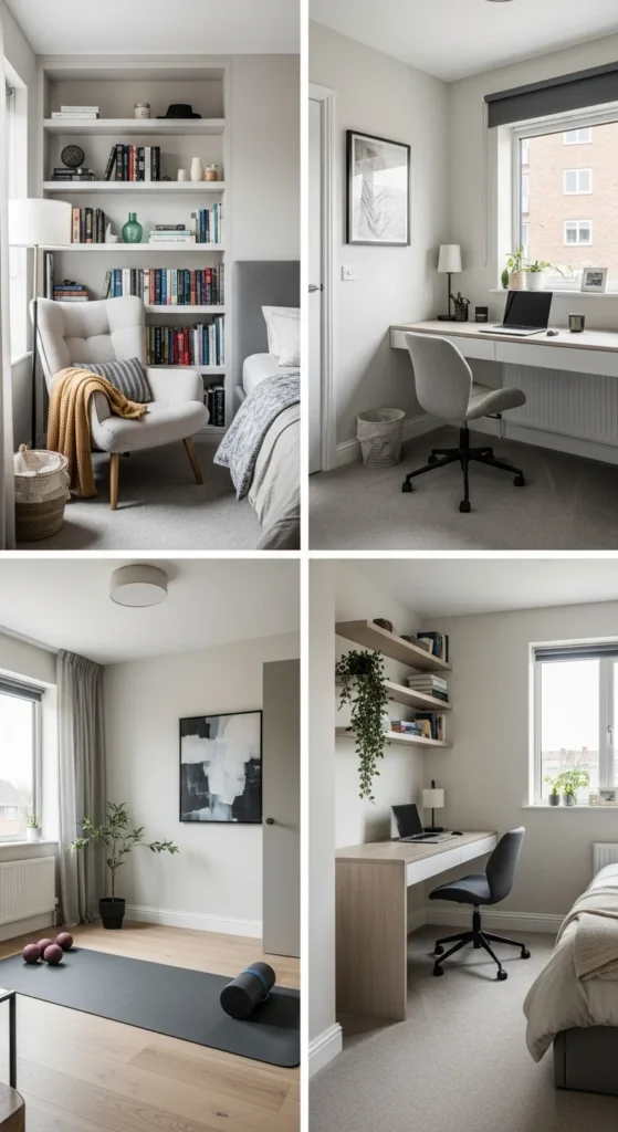 6 Modern Bedroom Interior Design Ideas Stealing the Show Modern bedroom with reading nook, desk, and yoga space