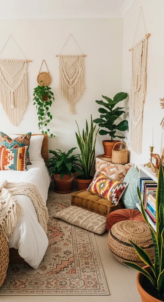 5 Stunning Bloxburg Bedroom Ideas to Inspire Your Style Modern bohemian Bloxburg bedroom with layered textiles and greenery