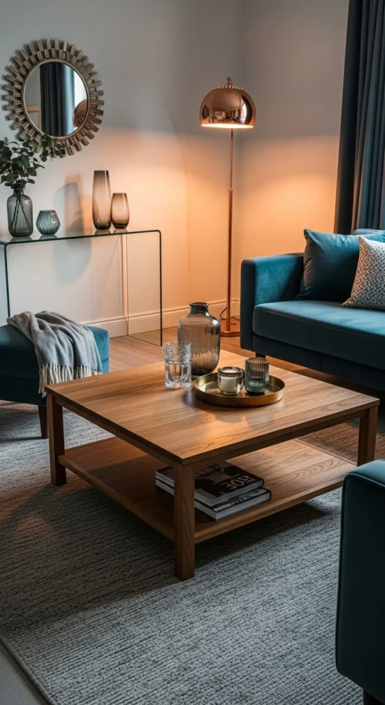 6 Contemporary Living Room Ideas To Modernize Your Home Modern living room mixing wood, metal, and fabric