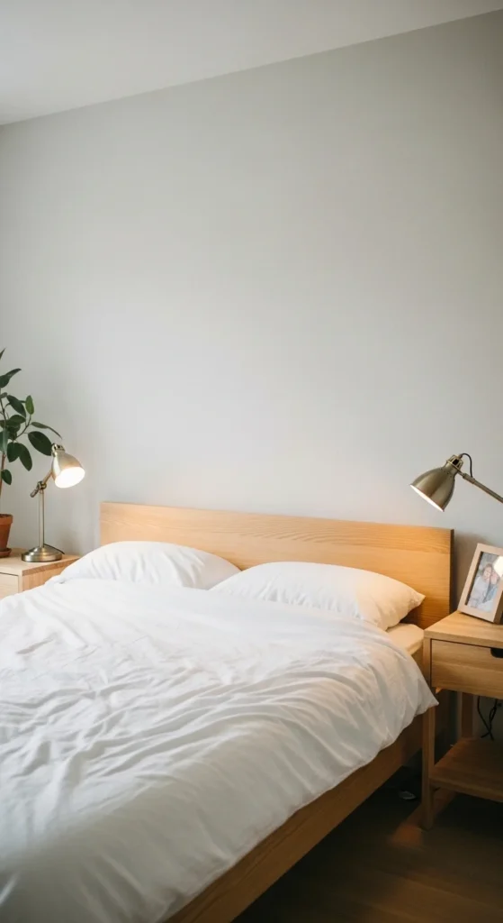10 Comfy Bedroom Ideas for a Relaxing Retreat Modern wooden nightstand with personal items beside bed