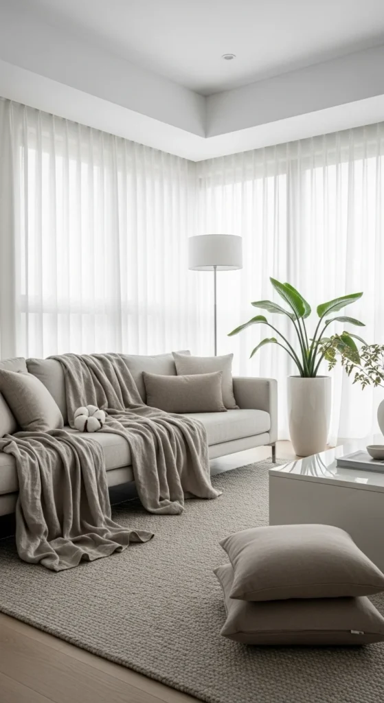 Minimalist living room with elegant, curated decor