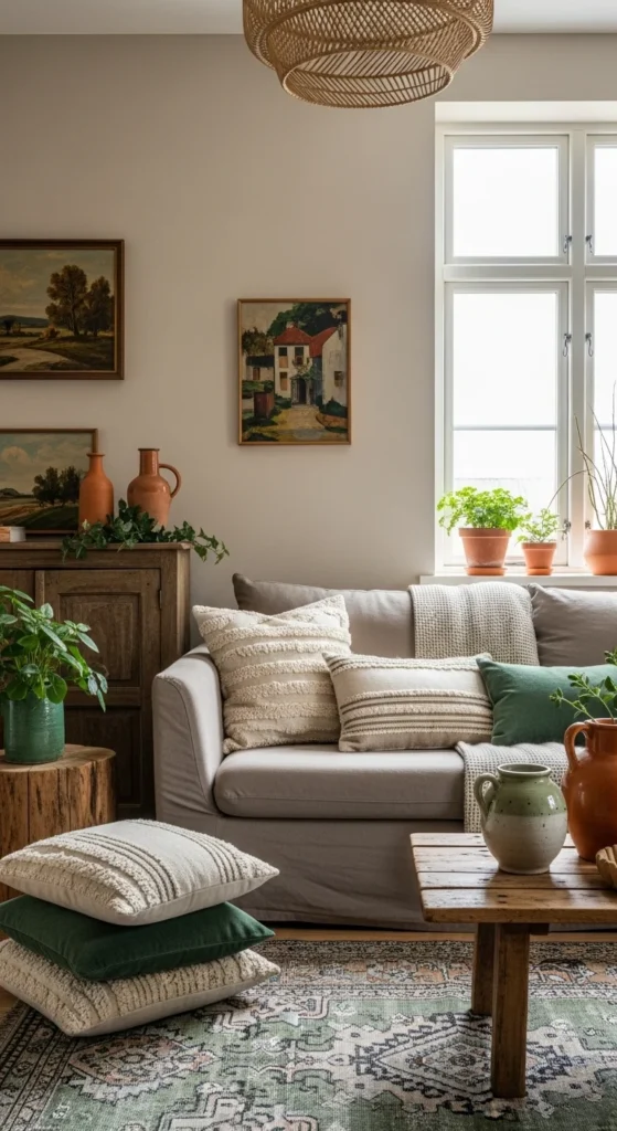 8 Rustic Living Room Ideas That You'll Love Neutral rustic living room with earthy tones and textures