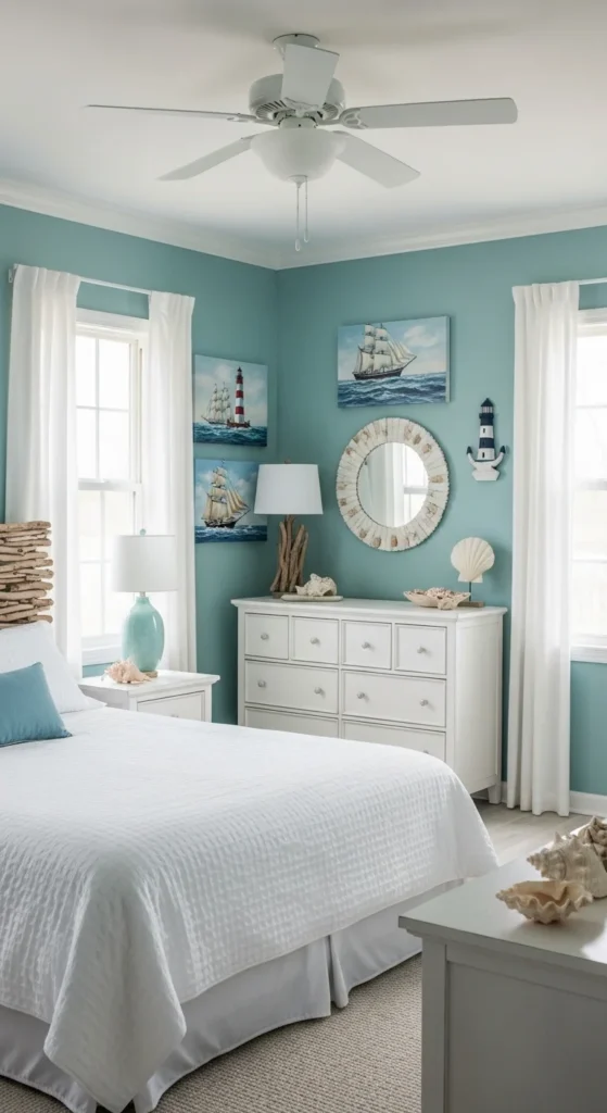 8 Stylish Blue Bedroom Ideas for a Serene Atmosphere Ocean-inspired bedroom with coastal blue tones and natural textures