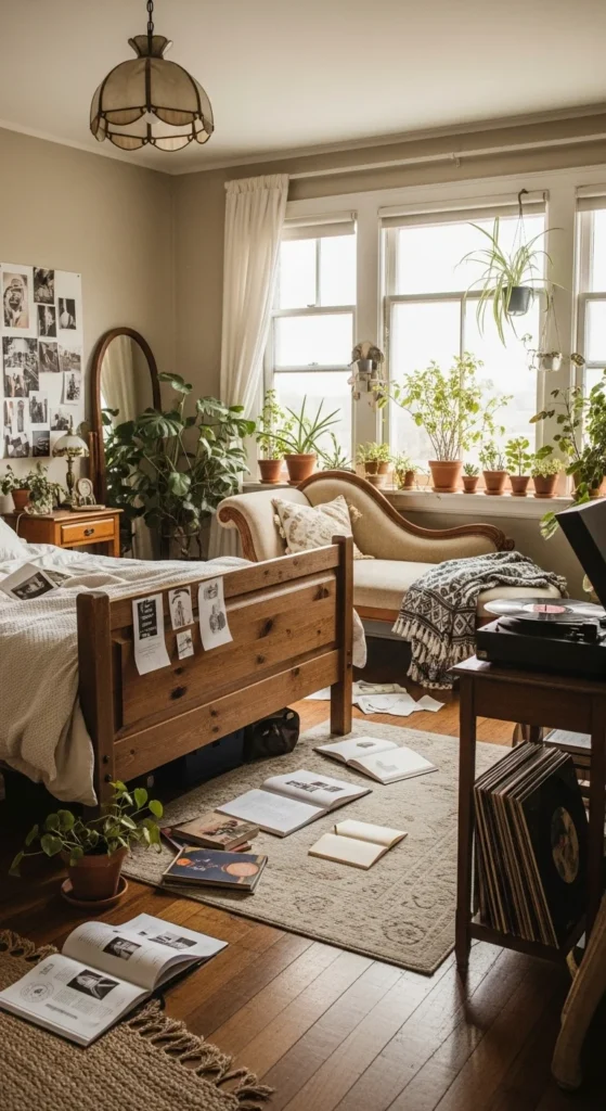 6 Dark Academia Bedroom Decorating Ideas to Inspire You Personal items and greenery adding charm to a Dark Academia room