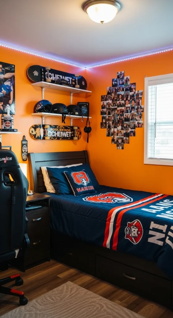 7 Awesome Teen Boy Bedroom Ideas Personalized teen bedroom with hobby items and photo display