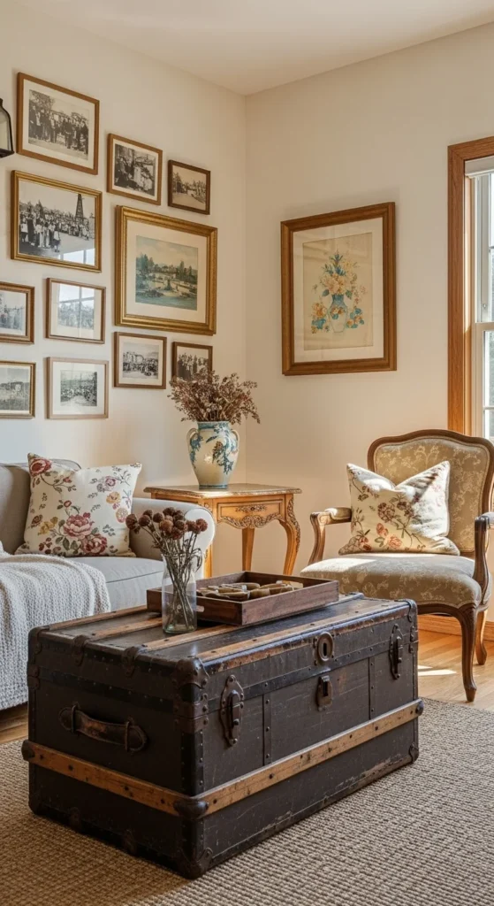8 Rustic Living Room Ideas That You'll Love Rustic living room decorated with vintage furniture and art