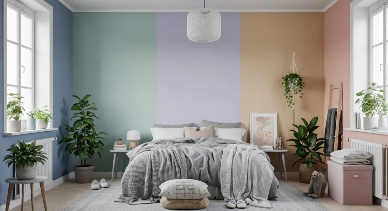Serene bedroom with six calming wall colors for restful sleep