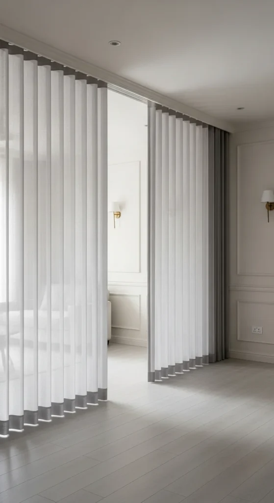 7 Stylish Living Room Divider Ideas You’ll Love Sheer curtains divide a spacious, sunlit living room
