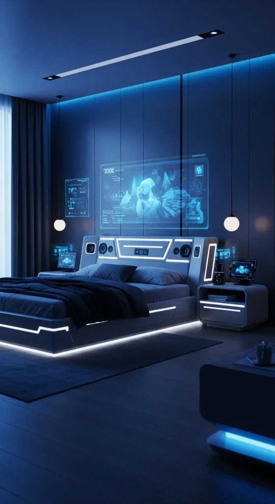 6 Bedroom Design Ideas for Men Smart bedroom setup with modern tech for men