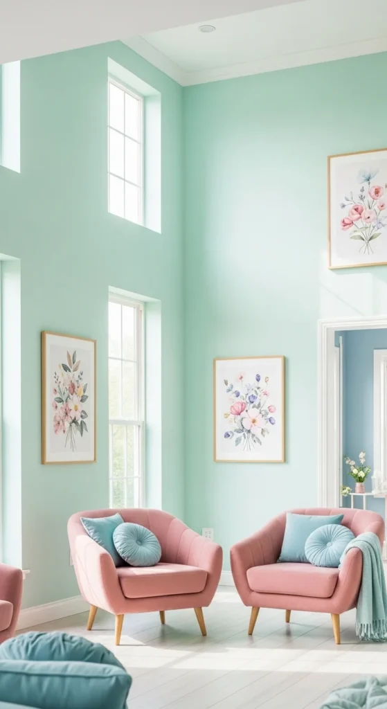Top 8 Living Room Color Combinations That Inspire Soft pastel living room with a light and cheerful vibe