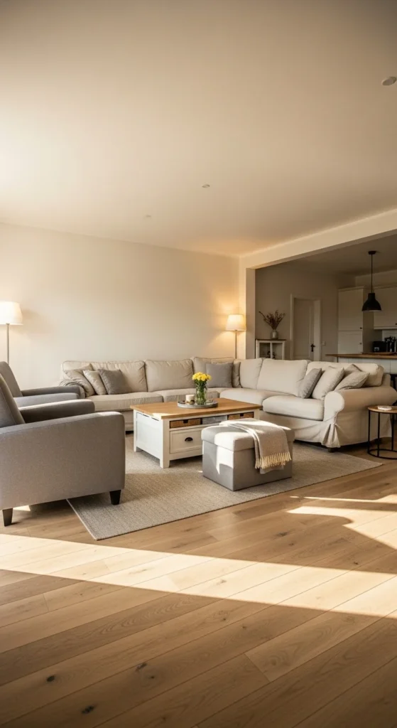 7 Farmhouse Living Room Ideas to Check Out Spacious farmhouse living room with open layout design