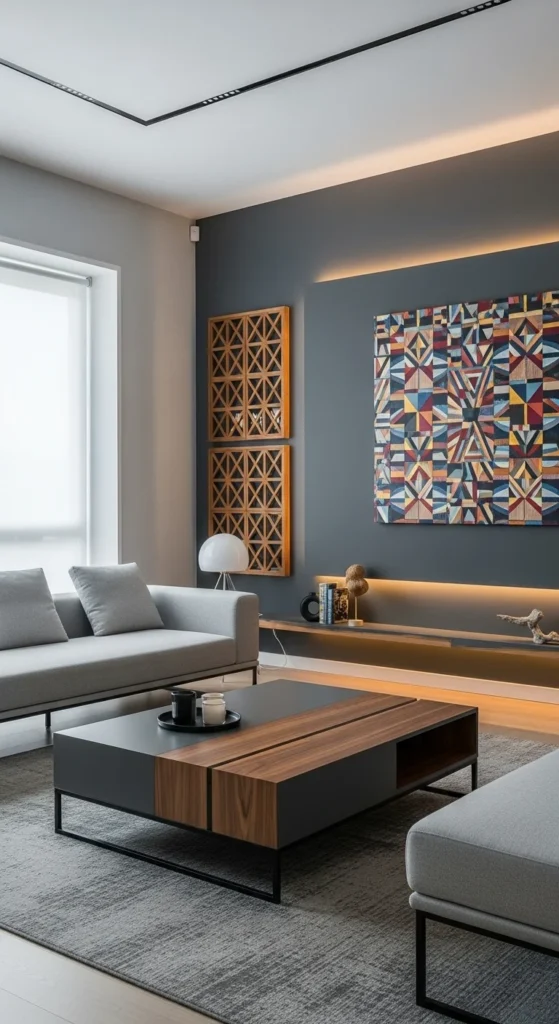 7 Beautiful Living Room Paint Ideas Stylish gray living room with light and dark tones for a modern feel
