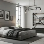 Stylish masculine bedroom with mixed design elements